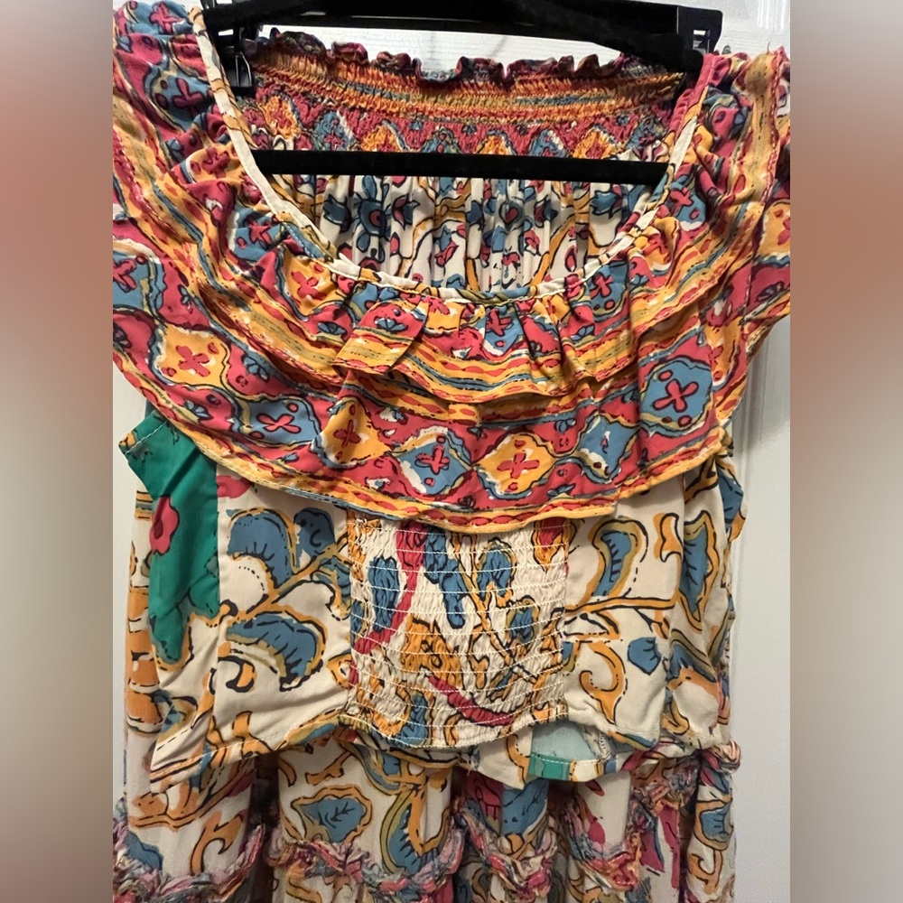NWT Rachel Zoe Floral Multi color Ruffle Crop Top and Midi Tiered Skirt SET - Picture 7 of 14